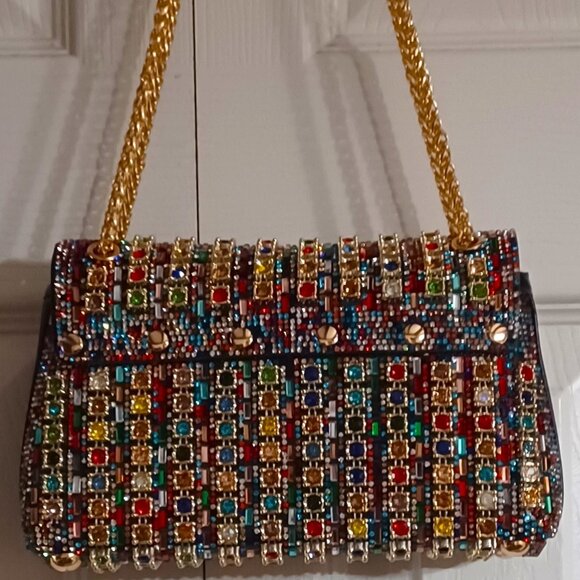 Multi Colored Rhinestone Encrusted Purse - Picture 4 of 11